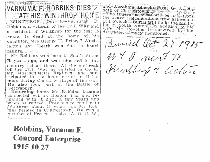 Varnum F. Robbins obituary